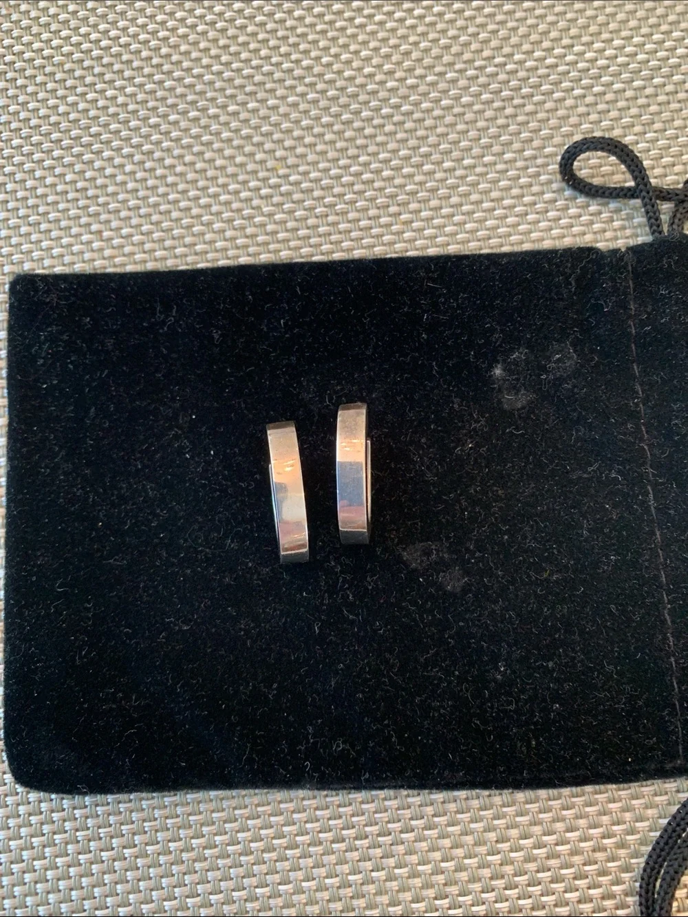 Sterling Silver Thick Hoop Earrings - Picture 3 of 7